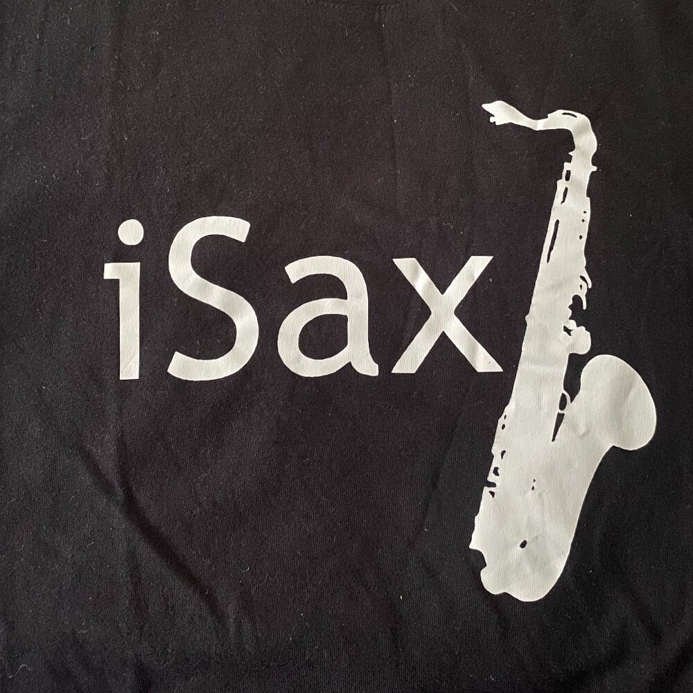 Black "iSax" New Cotton B&C Novelty T-shirt (Sz L)